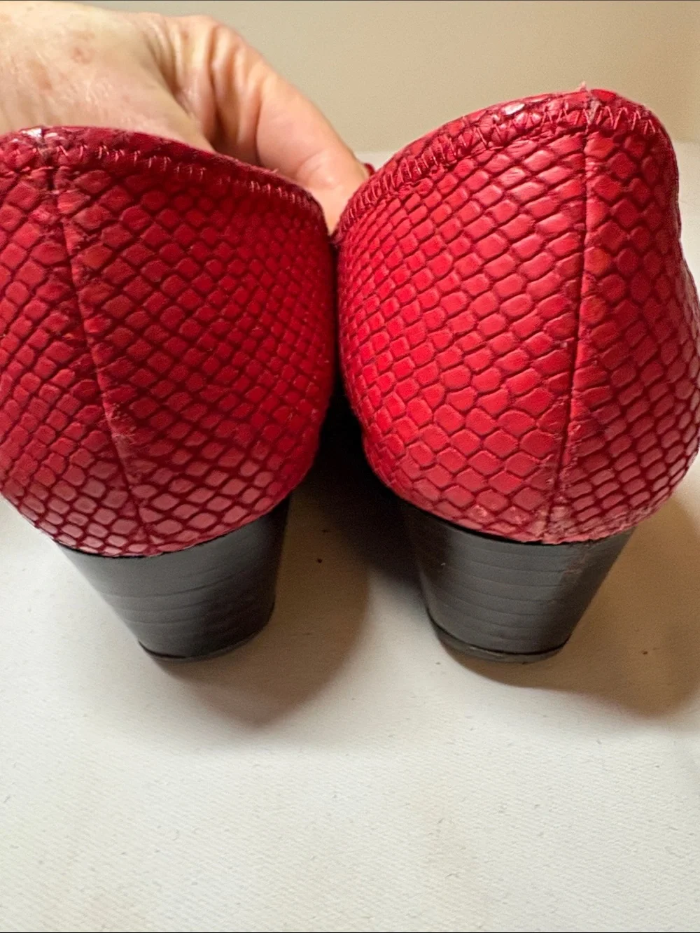 Cole Haan Red Textured Leather Wedge Flat Size 8
